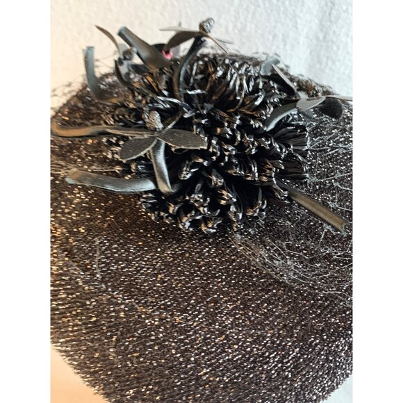 Miss Nancy Original Ladies Black Hat Sz 22 Vintage - Picture 4 of 8